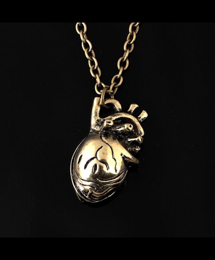 AC025 Кулон с цепочкой Сердце 26х14мм, цвет бронз.